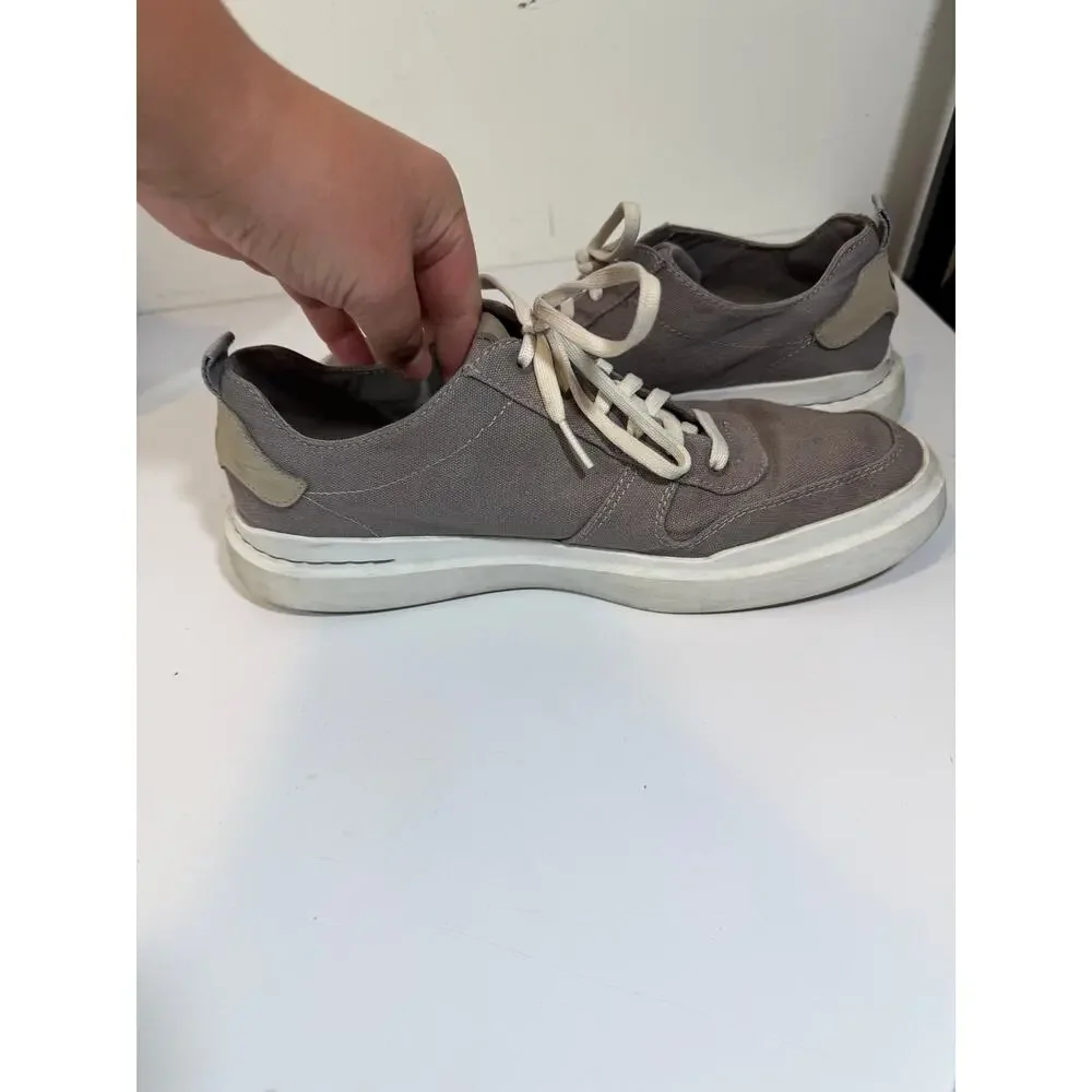 Cole Haan Grandpro Rally Shoes Grey Canvas Court Sneakers C34740 Mens US Size 10